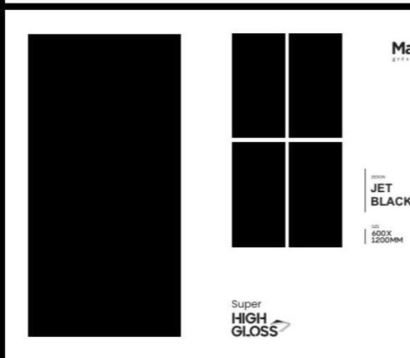 600*1200 mm et black glossy